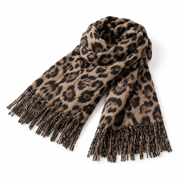 Extra Large Long Ocelot Leopard Print Scarf Wrap Shawl Pashmina Sarong, 28" x 70"