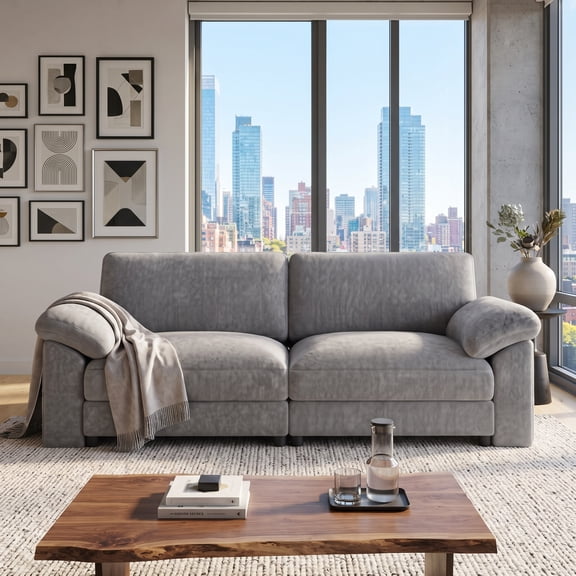 Extra Large Loveseat Couch with Extra Deep Seats, Chenille 2-Seater Sofa, Cloud Sofa for Living Room & Small Spaces