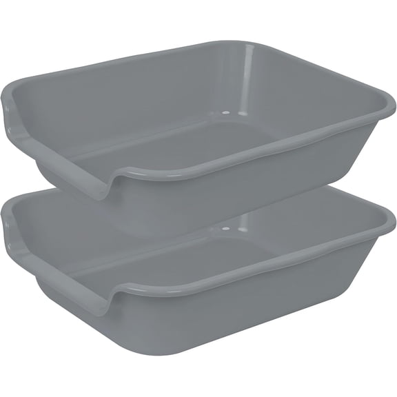 Extra Large Low Entry Cat Litter Box Tray for Senior or Big Cats ABS Material Gray 20 Inch L x 15.5 Inch W Pack of 2