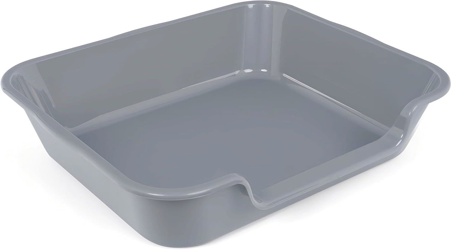 Extra Large Low Entry Cat Litter Box in Gray for Senior and Big Cats 24" x 20