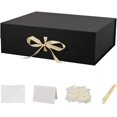 thumbnail image 1 of Extra Large Magnetic Gift Box with Lids 3 Pack 19x16x6 Inch Black Large Gift Box with Ribbon Foldable Gift Boxes for Presents Jumbo Box with Shredded Paper & Cards for Groomsman Proposal, 1 of 14