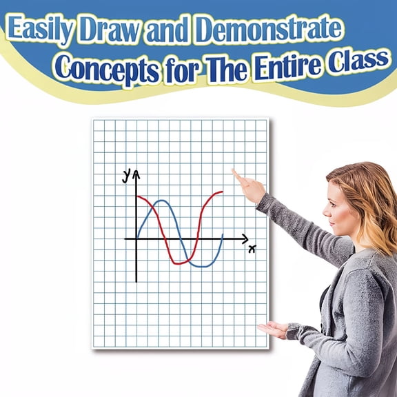 Extra-Large Magnetic Grid Writing Board 21.5 x 16.5 Inch Reusable Whiteboard for Teachers Homeschool Classroom Organization