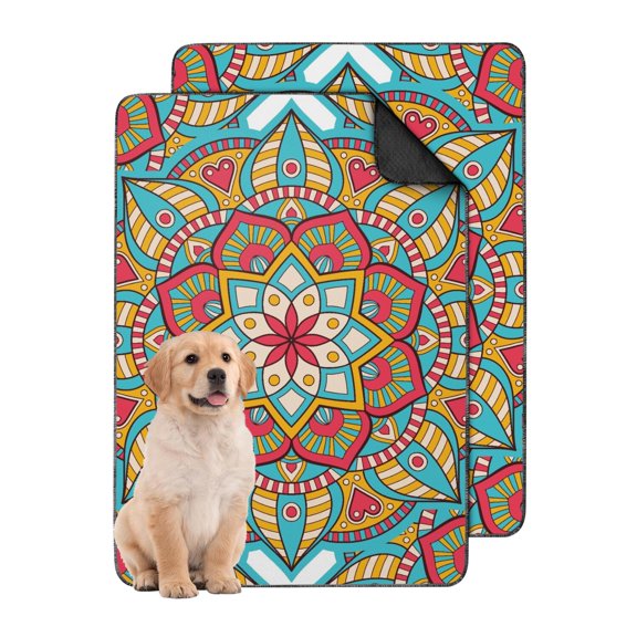 Extra Large Mandala Dog Pee Pads, 24"x35" Washable & Reusable, Heavy-Duty Absorbent Mat, Secure Grip for Floors & Dog Crates