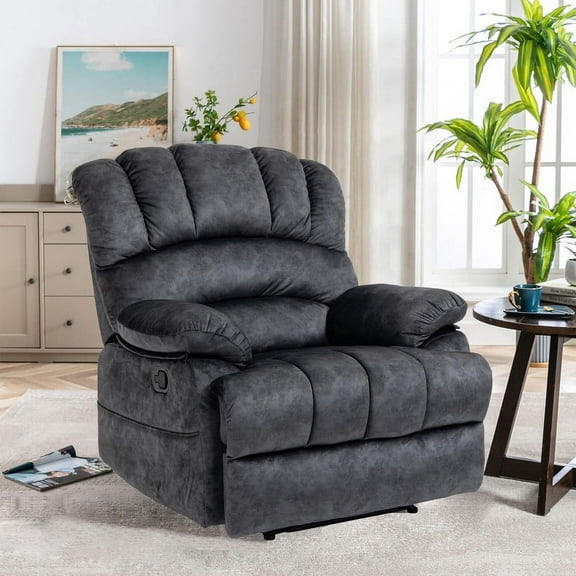 Extra Large Manual Recliner Chair for Comfortable Seating - 40" Wide, Overstuffed Arm and Backrest, Ideal for Living Room, Bedroom, Home Theater