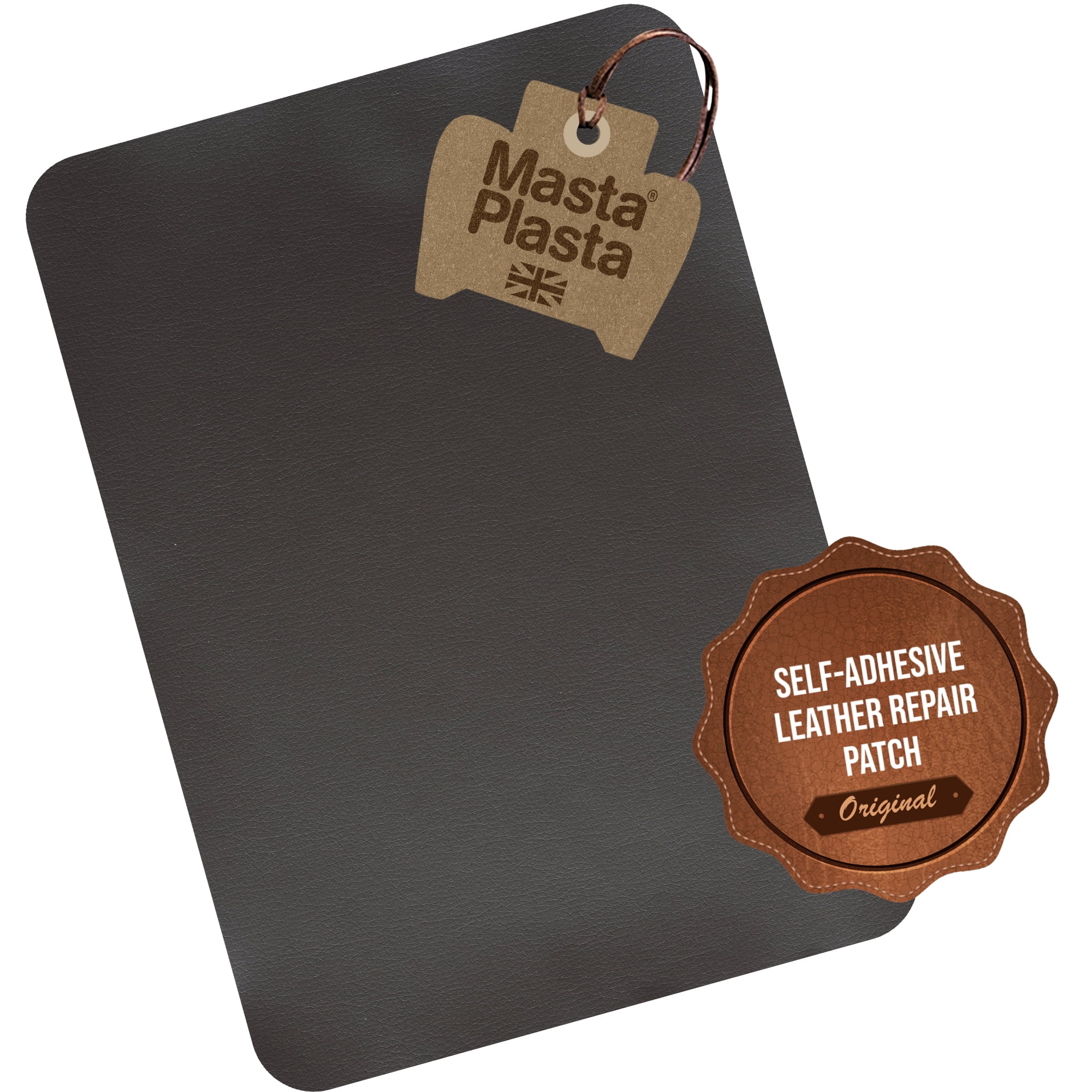Extra Large MastaPlasta Instant Self-Adhesive Leather Repair Patch DARK BROWN 11 x 8 in (28 x 20 cm). The Fast, Easy Way to Repair Upholstery, Car Seats, Bags, Sofas and More