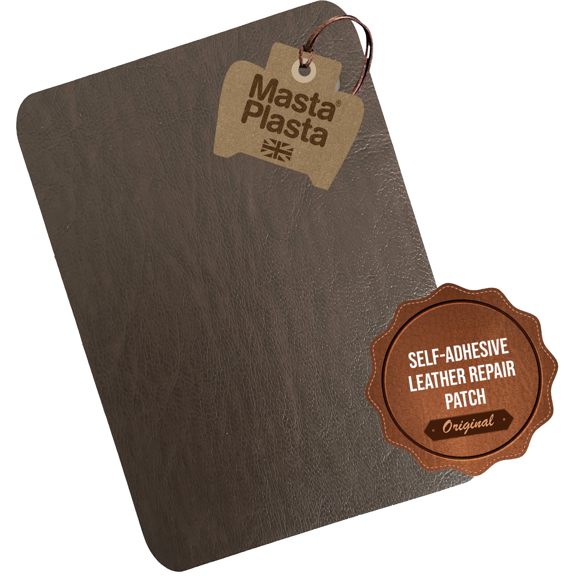 Extra Large MastaPlasta Instant Self-Adhesive Leather Repair Patch MID-BROWN 11 x 8 in (28 x 20 cm). The Fast, Easy Way to Repair Upholstery, Car Seats, Bags, Sofas and More