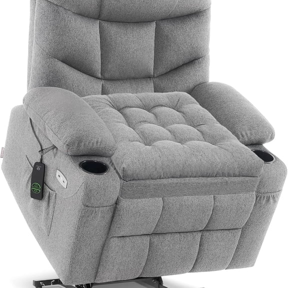 Extra Large Memory Foam Recliner Cushions for Elderly, 20x20x5 Inch Thick Dual-Layer Patent Design Non-Slip Recliner Seat Cushion for Couch for Easy to Stand Up & Reduce Hip & Lumbar Pain, Grey