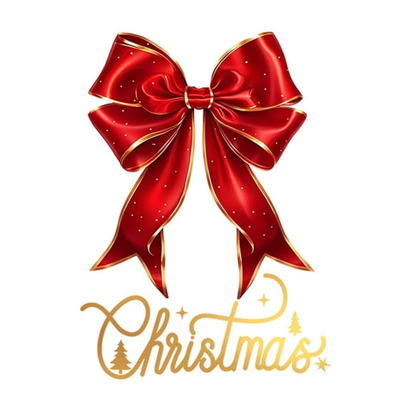 Extra Large Merry Christmas Bow Window Clings Decals Red Bowknot PVC Sticker for Xmas New Year Home Store Glass Door Wall Decor