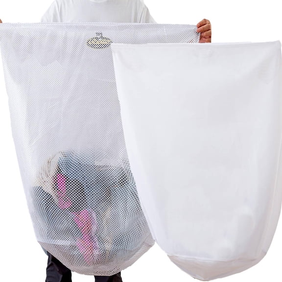 Extra Large Mesh Laundry Bags,2 Pack,36 x 32 inch Jumbo Delicates Bag and Drawstring bag for Washing Machine, Bags Delicates, Coats, Blankets, Bedding, Toys (2PCS-XXXL)