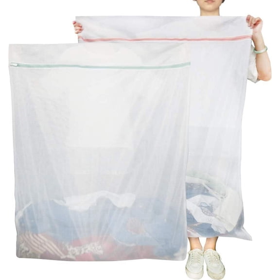 Extra Large Mesh Laundry Bags, 2 Pack Fine Net Washing Machine Bag