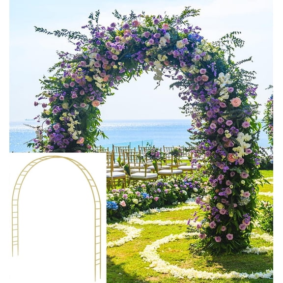Extra Large Metal Garden Arch 7.2 Ft Wide 9.2 Ft High Gold