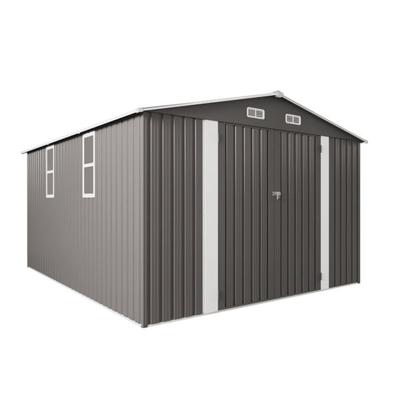 Extra Large Metal Utility Shed - Lockable Door Design with Clear Window for Lawn Equipment