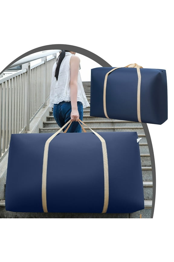 Extra Large Moving Bag, Travel Duffel Bags with Handle and Zipper, Fabric Solid Color Foldable Luggage, Heavy Duty Duffel Bag for Clothing, Pillows, Quilt, Blanket, Space Saving