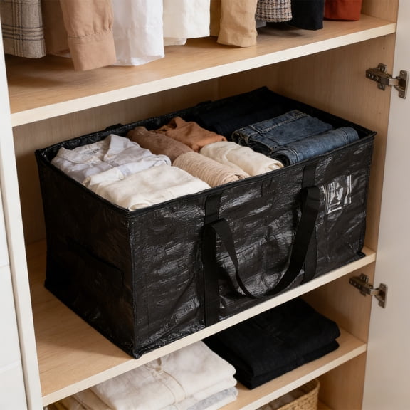 Extra Large Moving Bags with Handles, Storage Bags for Clothes Packing, Travel Storage Box, Space Saver Organizer, Foldable Laundry Hamper, College Dorm, Home Organization, Camping Gear Storage