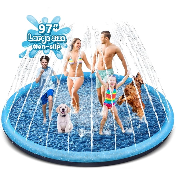 Extra Large Non-Slip 0.58mm Thick Splash Mat Dogs, Foldable Backyard Water Play Pad for Family Summer Outdoor Fun