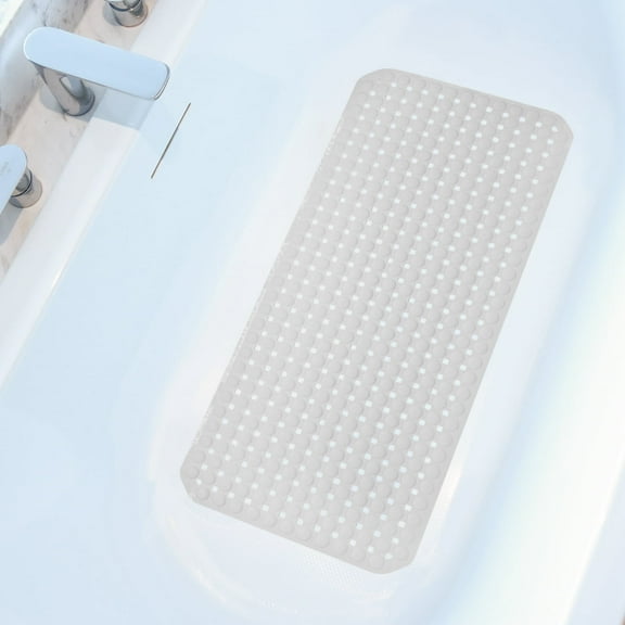 Extra Large Non-Slip Bathtub Mat, 36x17” TPR Shower Mat with 198+ Suction Cups, Bath Mat for Elderly/Kids, Machine Washable & Fast Drainage, Foot Massage Design (White, Extra Large)