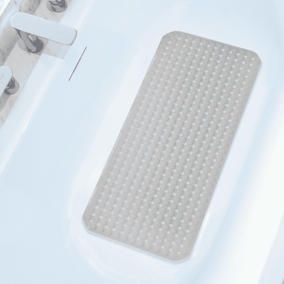 SELIBRE Bath Mat for Tub, 35.83"x16.14" TPR Slip-Resistant Shower Mat with 198+ Suction Cups, Extra Large Bathtub Mat for Elderly & Kids, Fast Drainage (Gray, Extra Large)