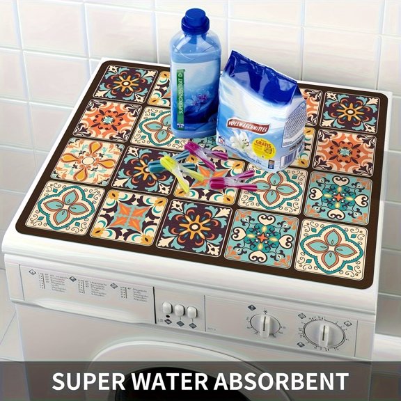 Extra Large Non-Slip Mat for Washer & Dryer Top, Size: 23.6 x 23.6 Inches. Multi-use appliance pad & drying mat