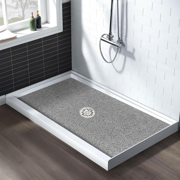 Extra Large Non-Slip Shower Mat, 47.2x31.5 Inch Loofah Bath Mat with Center Drain Hole, Soft PVC Anti-Slip Floor Mat for Shower Stall and Wet Areas, Quick Drying Bathroom Mat