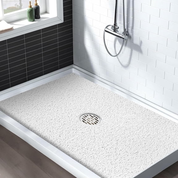 Extra Large Non Slip Shower Mat: 47.2x31.5 inch Loofah Shower Mat for Inside Shower with Drain Hole in Middle, Soft PVC Anti-Slip Shower Stall Mats for Bathroom,Wet Area, Quick Drying