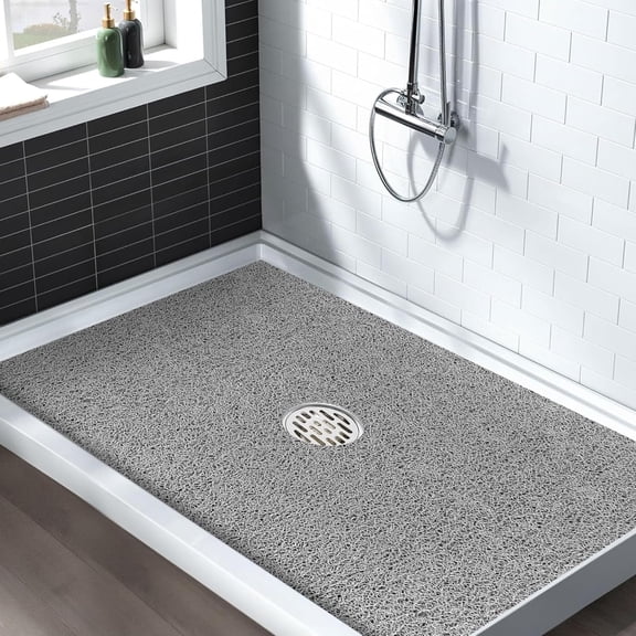 Extra Large Non Slip Shower Mat: 47.2x31.5 inch Loofah Shower Mat for Inside Shower with Drain Hole in Middle, Soft PVC Anti-Slip Shower Stall Mats for Bathroom,Wet Area, Quick Drying