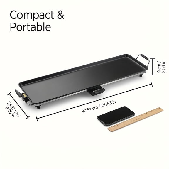 Extra Large Nonstick Electric Griddle , Compact Portable Tabletop Flat Top Grill with Adjustable Temperature Control & Cool Touch Handles for Breakfast Pancake, Bacon, BBQ Family Cooking