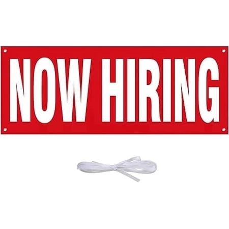 Extra Large Now Hiring Banner, 96.5×37.4 Inch Red and White Now Hiring Banner Outdoor Indoor Signs with Rope | Polyester | Heavy-Duty Vinyl Single-Sided with Metal Grommets Reusable Hiring Signs