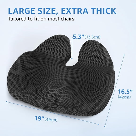 Large Office Chair Cushion, 19" x 17" Ergonomic  for Pain Relief