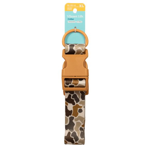 Vibrant Life Polyester Adjustable Dog Collar, Camo, XL