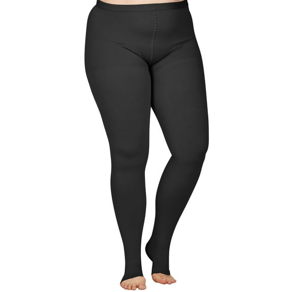 Extra Large Opaque Compression Tights for Women 20-30mmHg - Black, 5X-Large