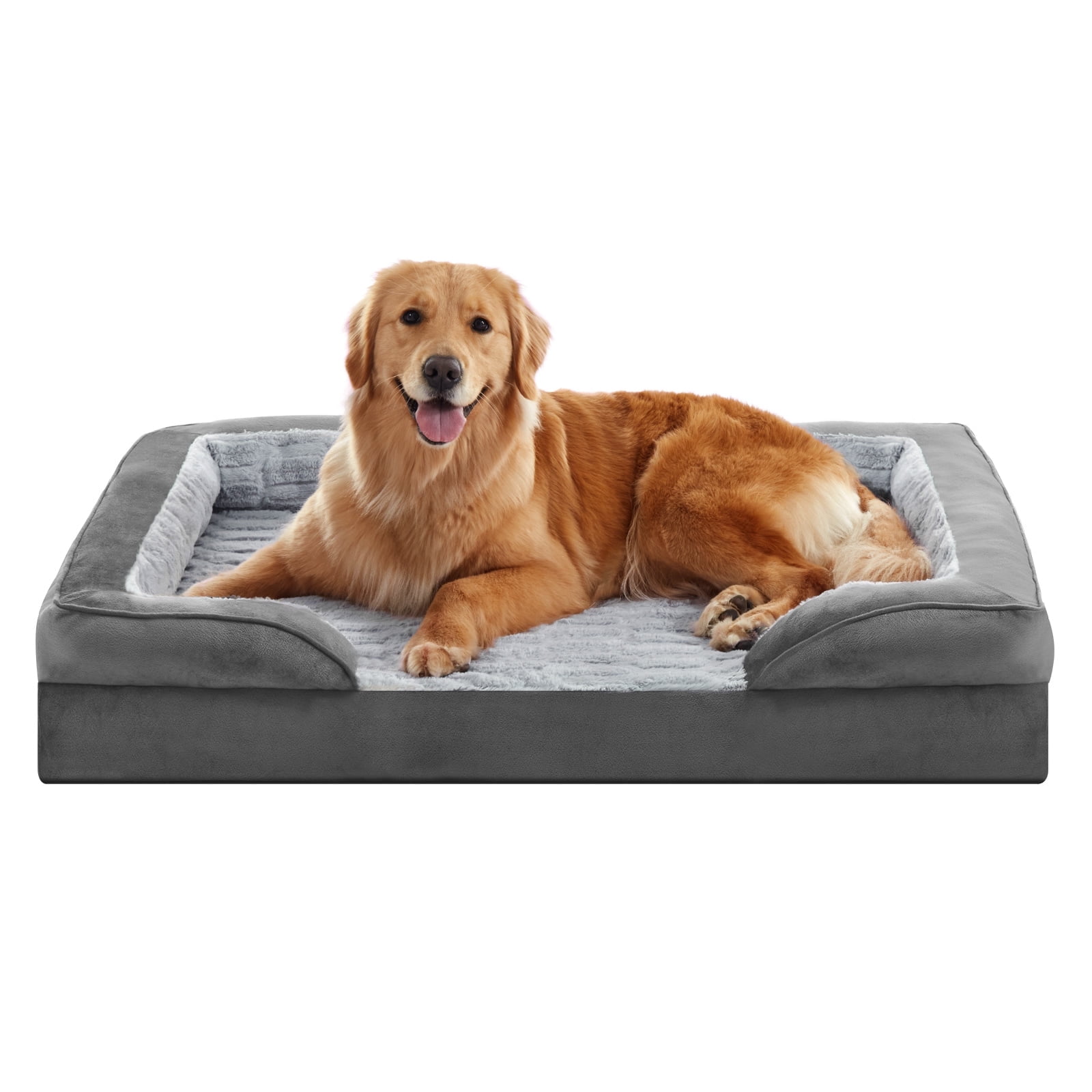 Extra Large Orthopedic Dog Bed, Waterproof Dog Couch Bed with Removable Washable Cover, Dog Sofa Bed X Large, Egg Crate Foam, Waterproof Lining, Nonskid Bottom, Gray, 42in