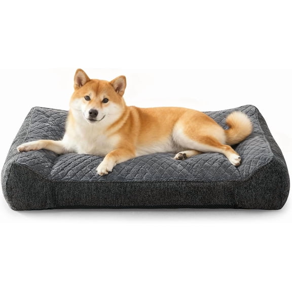 Extra Large Orthopedic Dog Bed with Supportive Sides, Ultra Soft Sofa Style Pet Bed in Grey, 42 by 30 Inches
