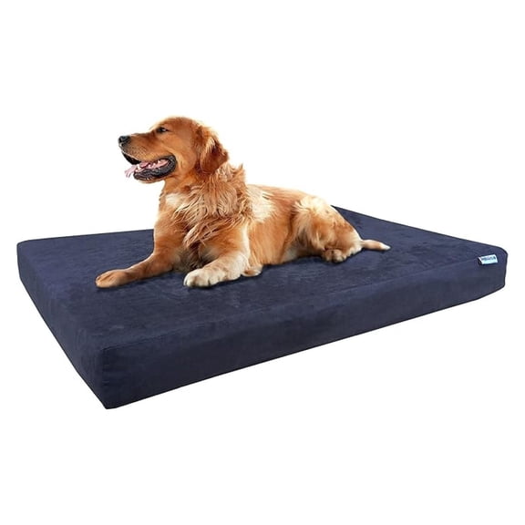 Extra Large Orthopedic Gel Infused Cooling Memory Foam Dog Bed for Medium to Large Pet, Waterproof Liner and Durable Suede Espresso External Cover, XL 47X29X4 Inches (Fit 48X30 Crate)