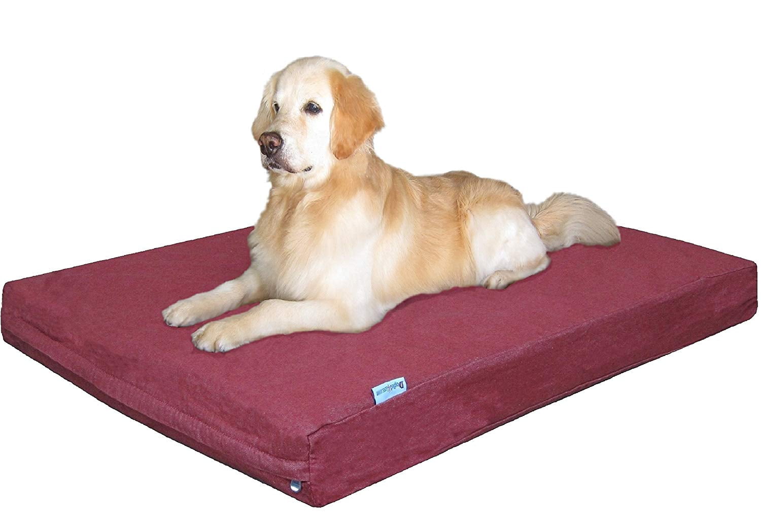 Extra Large Orthopedic Memory Foam Dog Mattress 40"X35"X4" Bombay Red with Extra Brown Suede Cover