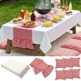 thumbnail image 1 of Extra Large Outdoor Boho Picnic Blanket Set with Plaid Table Runner, 6 Pillow Covers 6 Napkins, 91x71 Inch Oversize Woven Cotton Machine Washable Beach Mat for Camping Wedding Picnic, 1 of 2