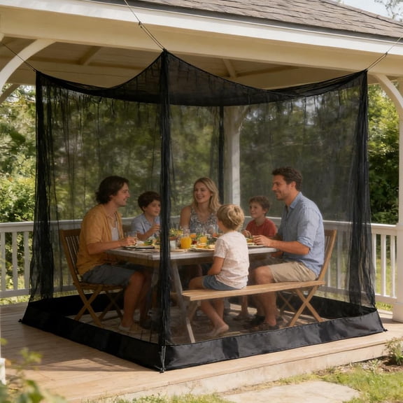 Extra-Large Outdoor Camping Mosquito Net – Polyester Mesh for Camping, Travel, Home, with 8 Hanging Loops