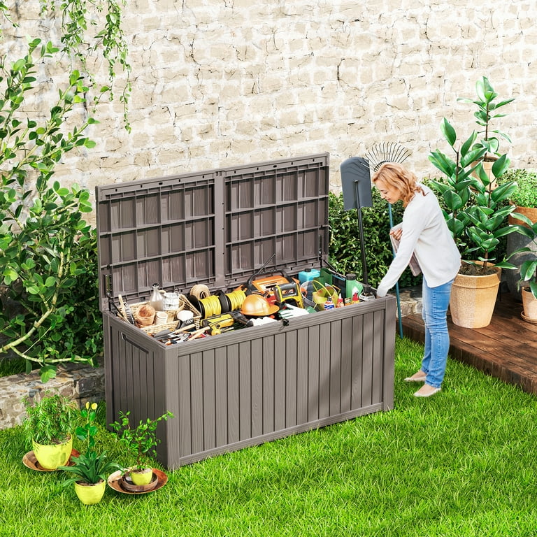 Extra Large Outdoor Deck Storage Box Waterproof 180 Gallon Outdoor Storage Containers for Patio Furniture Garden Tools and Pool, Size: 61, Bronze