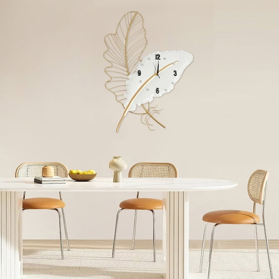 Extra Large Outdoor Garden Wall Clock Hanging Feather-shaped Wall Clock 21*30in