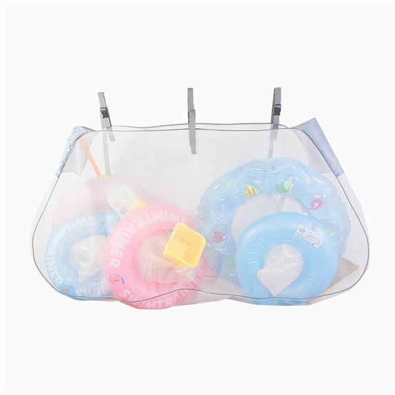 Extra Large Outdoor Hanging Pool Storage Bag Heavy Duty Mesh Net Organiser for Inflatable Floats Toys and Sports Balls with Fence Hooks