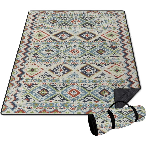 Dzaqvji 60" x 80" Waterproof Foldable Boho Beach Mat Picnic Blanket & Mat