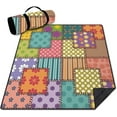 thumbnail image 1 of Extra Large Outdoor Picnic Blankets Waterproof Foldable 60" X 80", Boho Flower Beach Mat Essentials Accessories，Portable Packable Thick Floral Rug for Travel Camping Hiking, 1 of 6