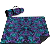 Extra Large Outdoor Picnic Blankets Waterproof Foldable 60" X 80", Flowers Boho Beach Mat Essentials Accessories,Portable Packable Thick Floral Rug for Travel Camping Hiking