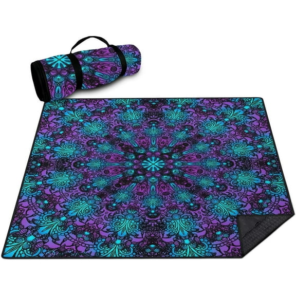 Extra Large Outdoor Picnic Blankets Waterproof Foldable 60" X 80", Flowers Boho Beach Mat Essentials Accessories,Portable Packable Thick Floral Rug for Travel Camping Hiking