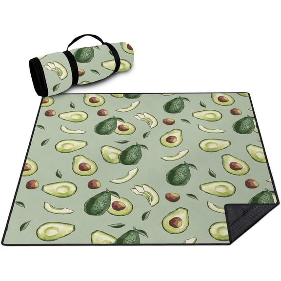 Extra Large Outdoor Picnic Blankets Waterproof Foldable 80" X 80", Avocado Boho Beach Mat Essentials Accessories,Portable Packable Thick Floral Rug for Travel Camping Hiking