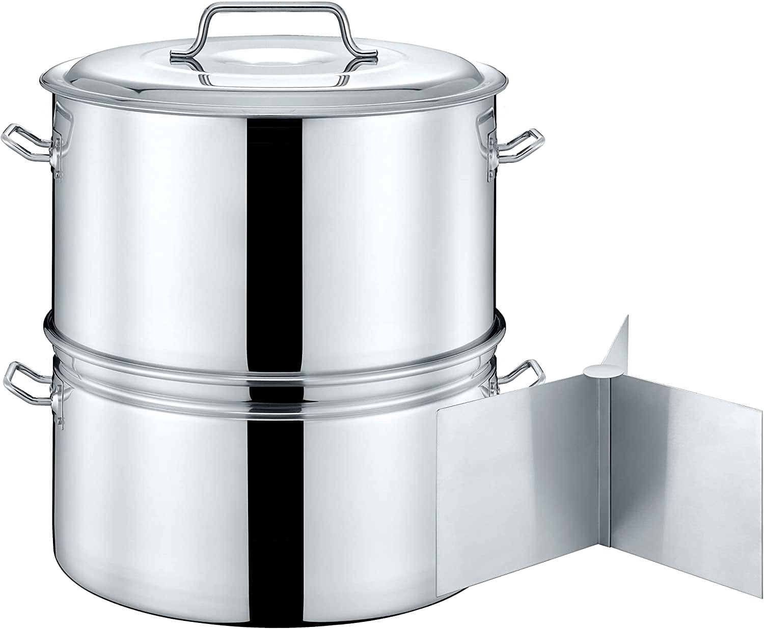 Extra Large 100QT Stainless Steel Stock Pot Steamer and Braiser Combo