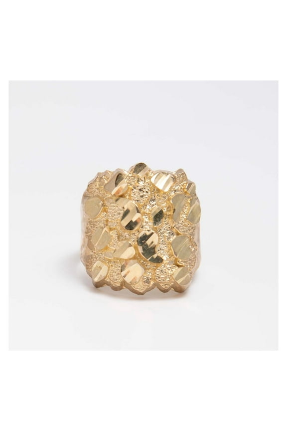 Diamond-Cut Extra Large Oval Nugget Men's Adult Ring 10K Yellow Gold, 6.50 Gr – Goldum NYC