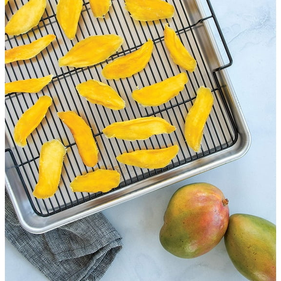 Extra Large Oven Crisping Baking Tray, with Rack, Silver