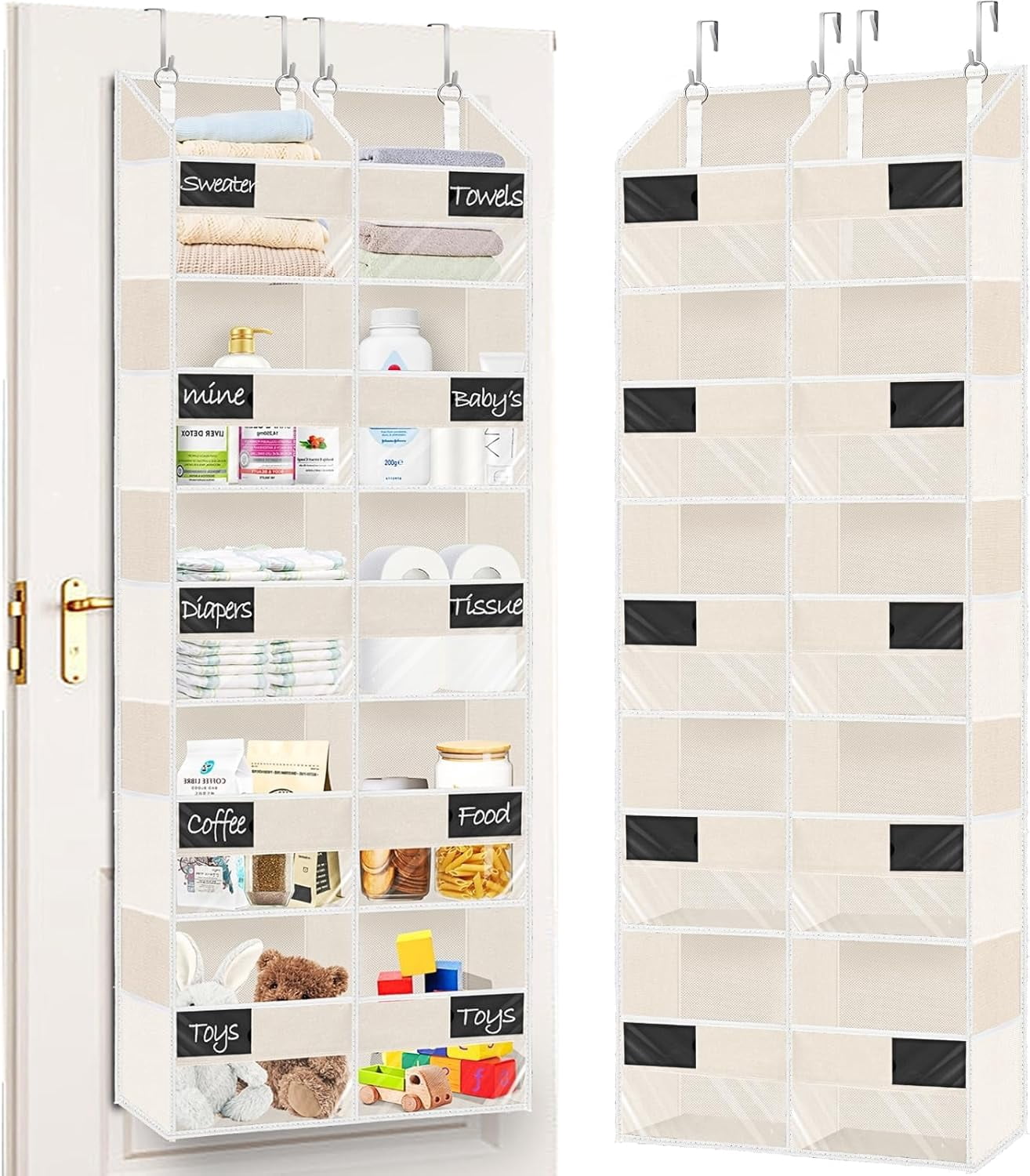 Extra Large Over the Door 5-Tier Closet Organizer with 10 Pockets, PVC ...