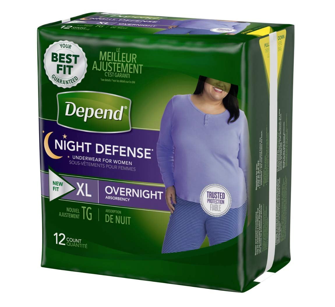 Extra Large Overnight Depends Night Defense Incontinence Underwear for Women,12 count XL