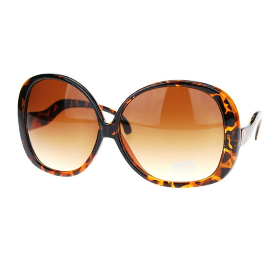 Extra Large Oversized Curved Drop Temple Womens Butterfly Fashion Sunglasses Tortoise Brown